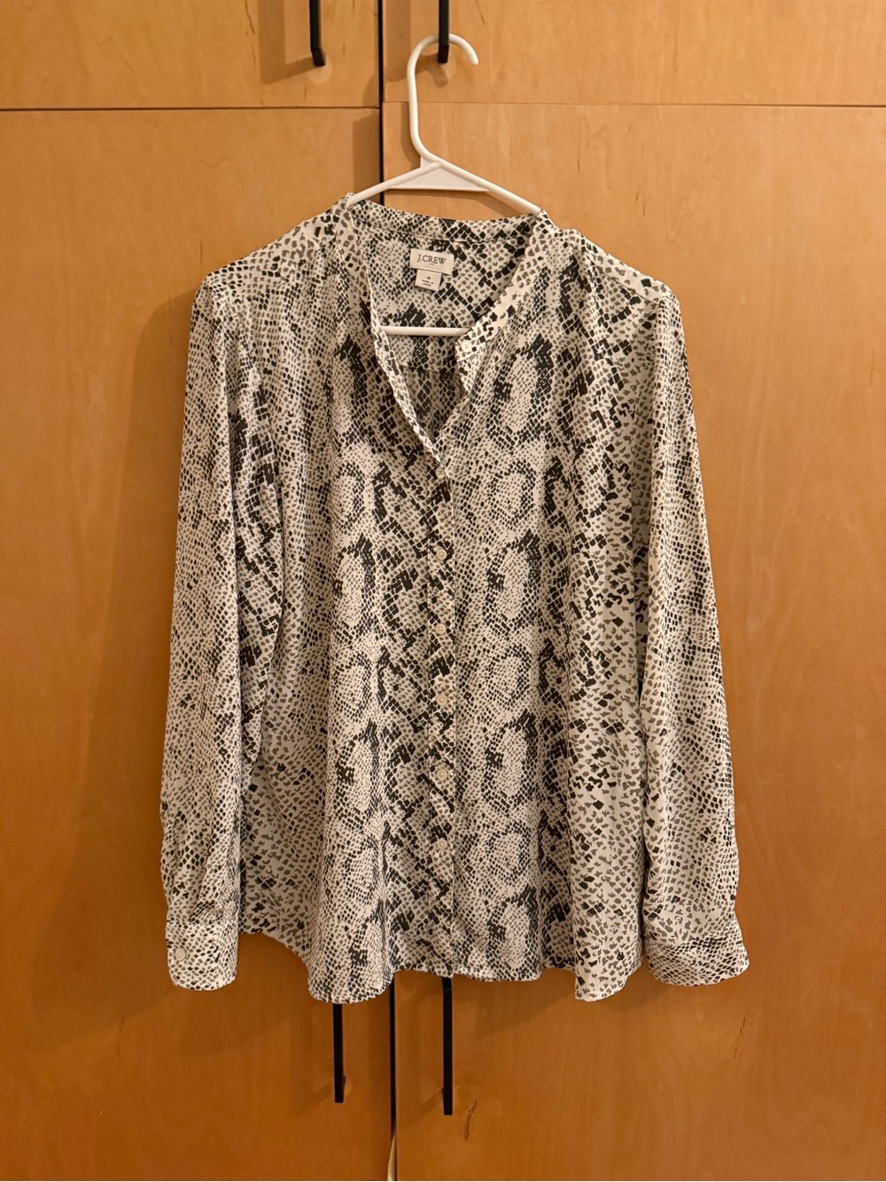 J. Crew Black & White Snake Print Long-Sleeve Blouse